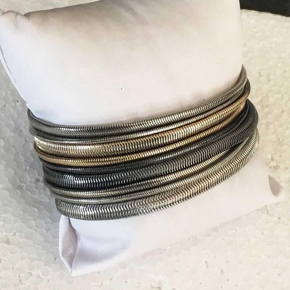 Multi Colored Flat Metal Chain Bracelet